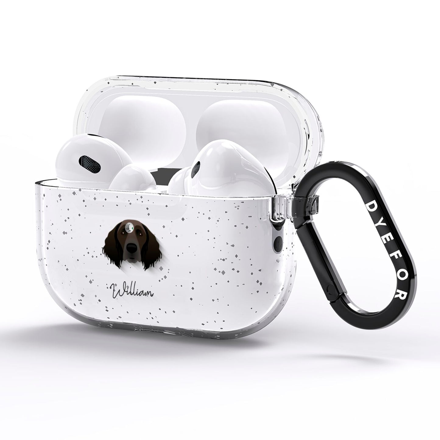 Large Munsterlander Personalised AirPods Pro Glitter Case Side Image