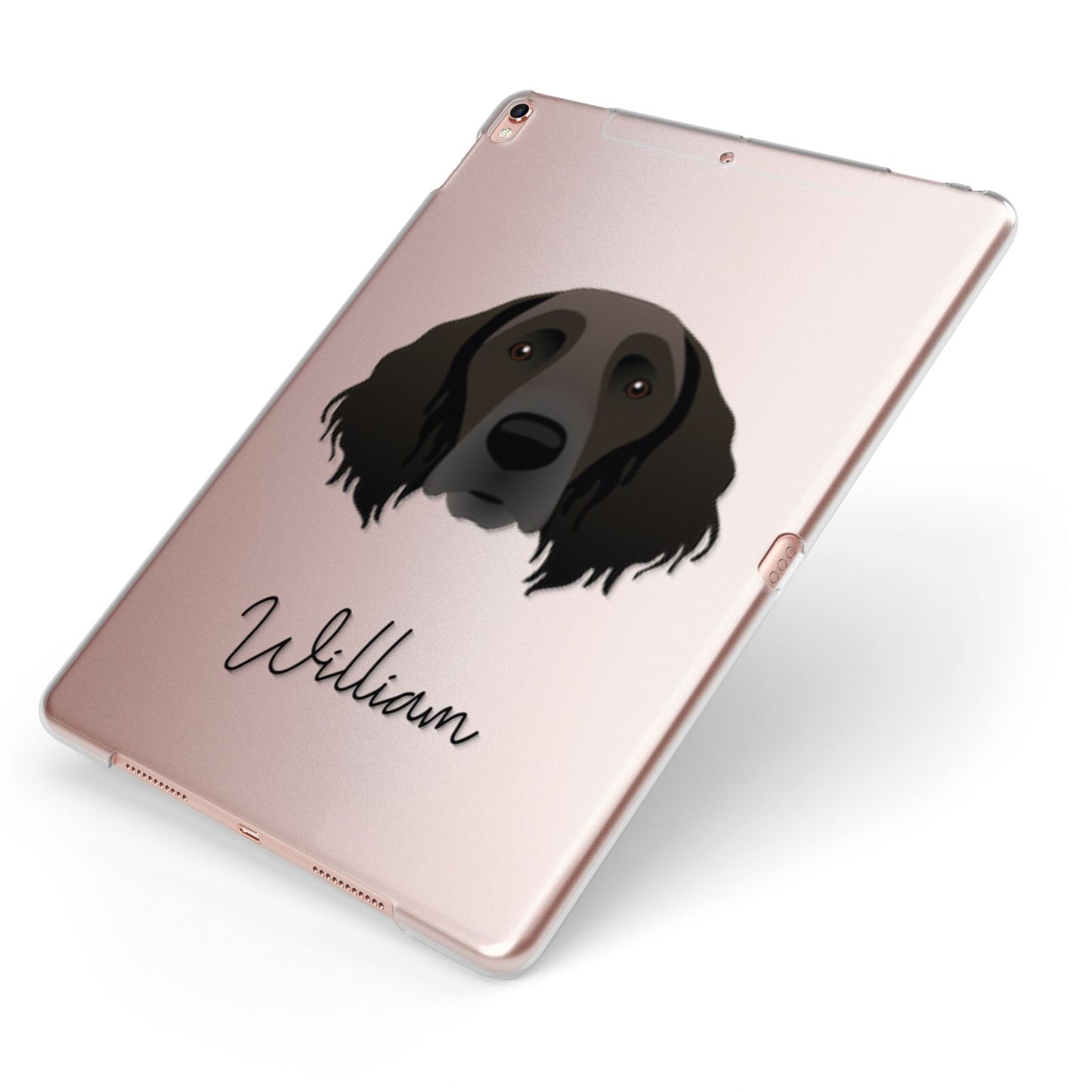 Large Munsterlander Personalised Apple iPad Case on Rose Gold iPad Side View