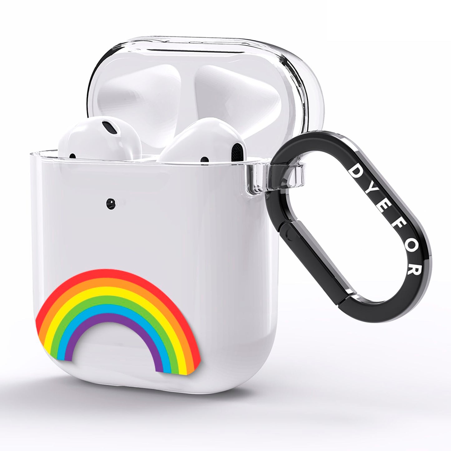 Large Rainbow AirPods Clear Case Side Image