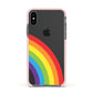 Large Rainbow Apple iPhone Xs Impact Case Pink Edge on Black Phone