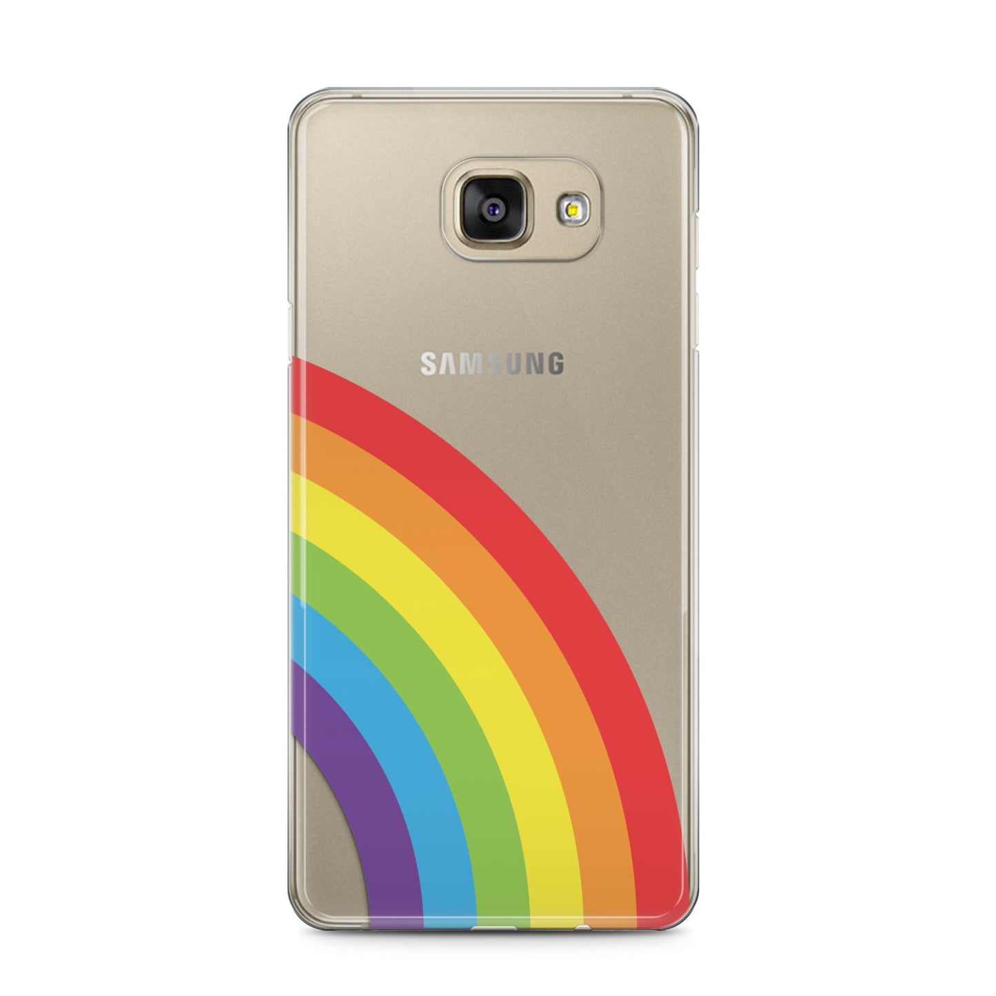 Large Rainbow Samsung Galaxy A5 2016 Case on gold phone