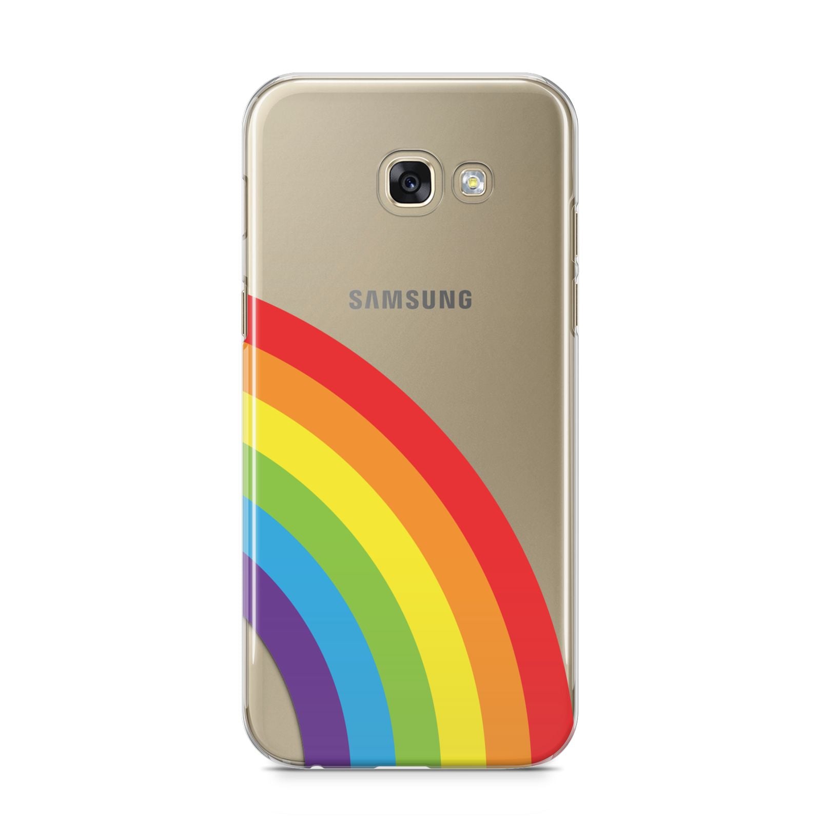 Large Rainbow Samsung Galaxy A5 2017 Case on gold phone