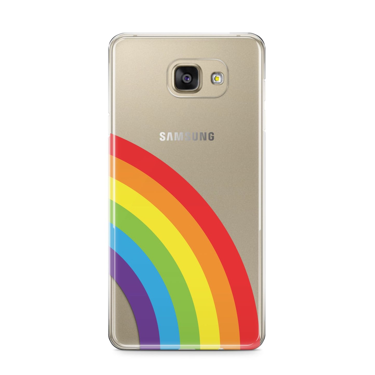 Large Rainbow Samsung Galaxy A9 2016 Case on gold phone