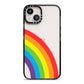 Large Rainbow iPhone 13 Black Impact Case on Silver phone