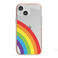Large Rainbow iPhone 13 Mini TPU Impact Case with Pink Edges