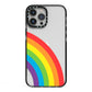 Large Rainbow iPhone 13 Pro Max Black Impact Case on Silver phone