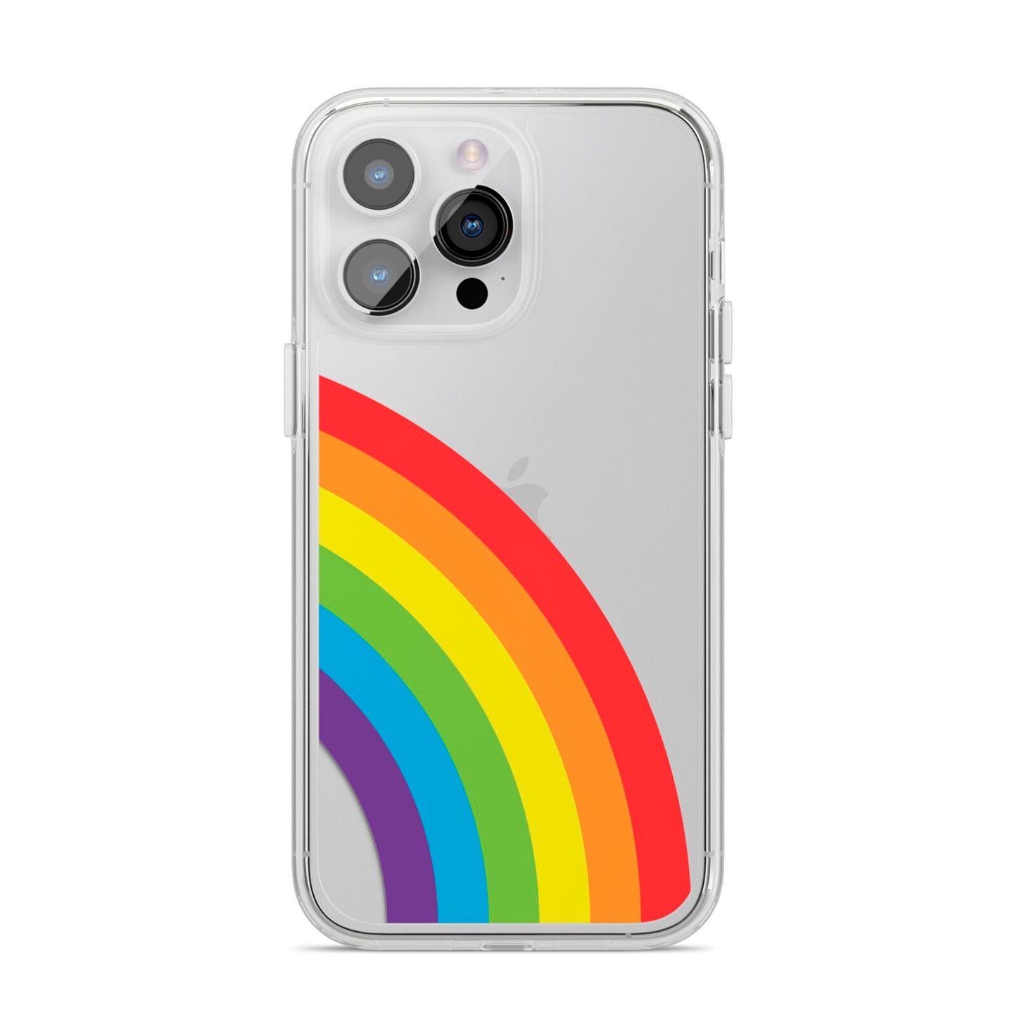 Large Rainbow iPhone 14 Pro Max Clear Tough Case Silver