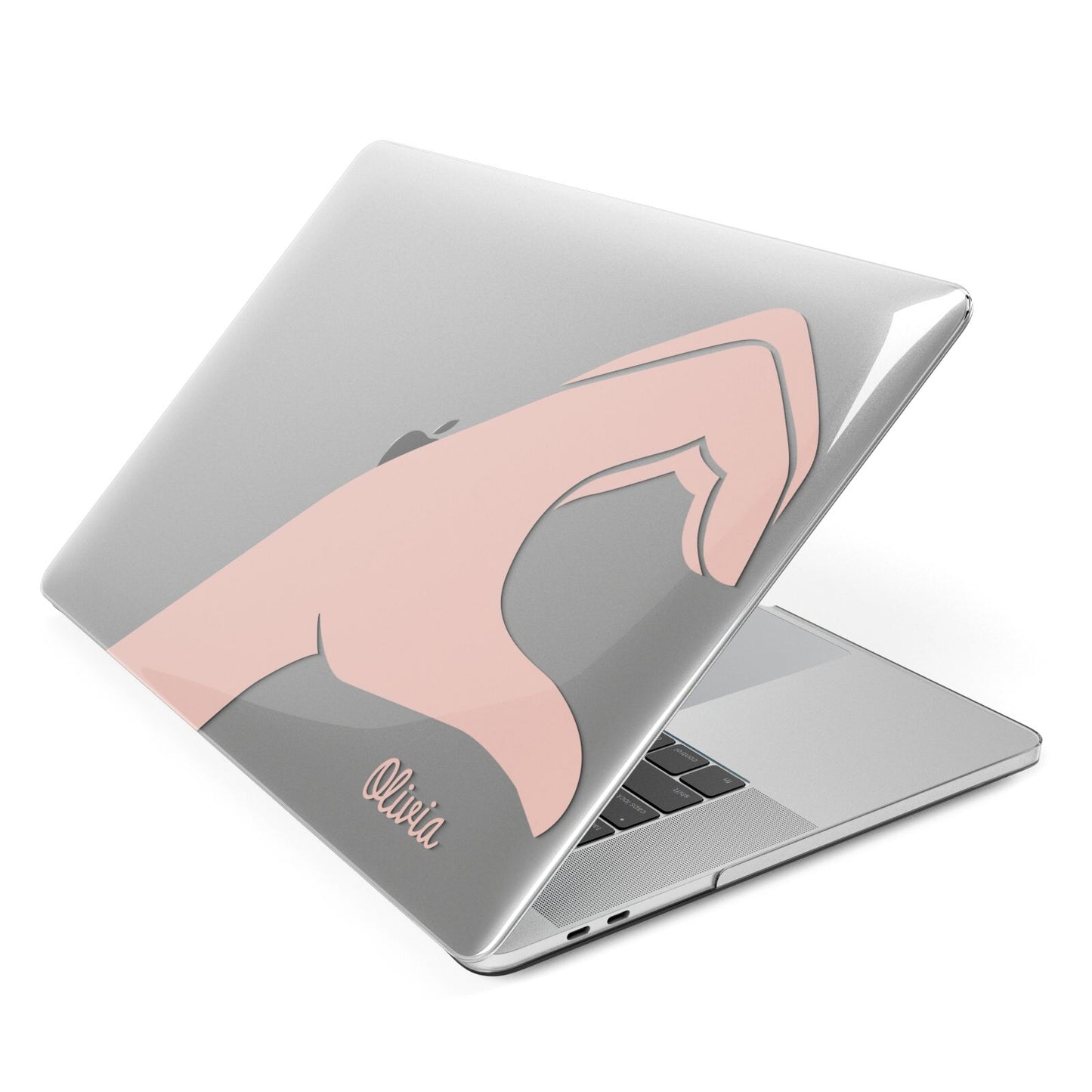 Left Hand in Half Heart with Name Apple MacBook Case Side View