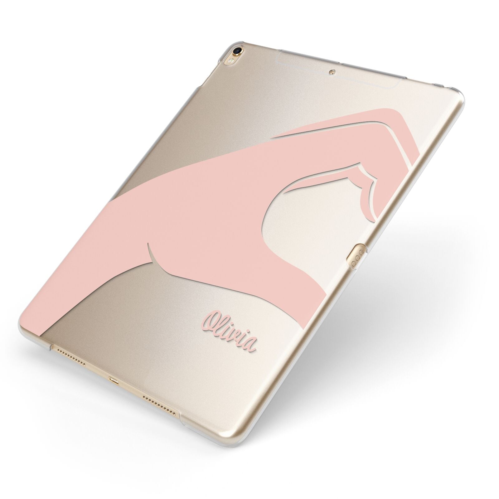 Left Hand in Half Heart with Name Apple iPad Case on Gold iPad Side View