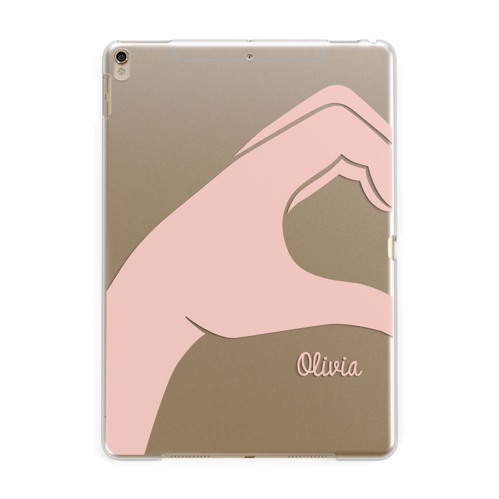 Left Hand in Half Heart with Name Apple iPad Gold Case