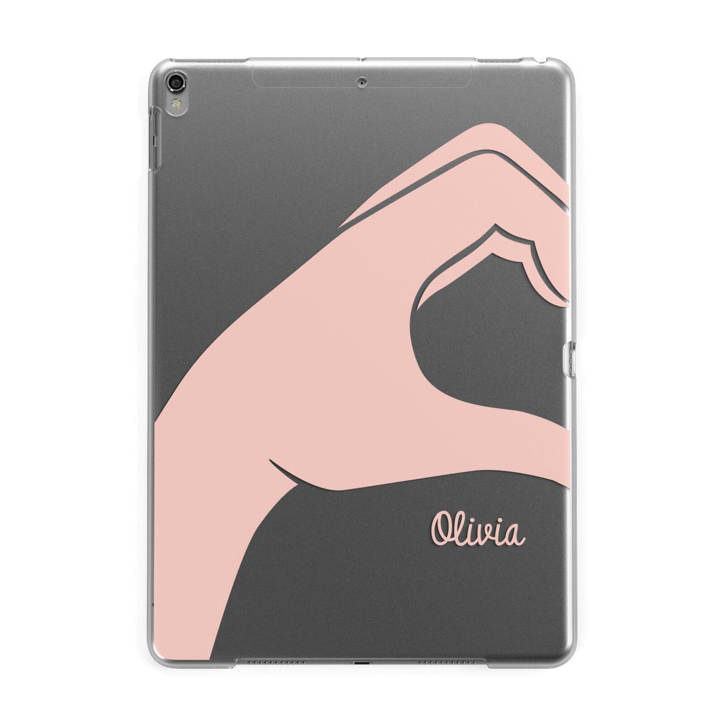 Left Hand in Half Heart with Name Apple iPad Grey Case