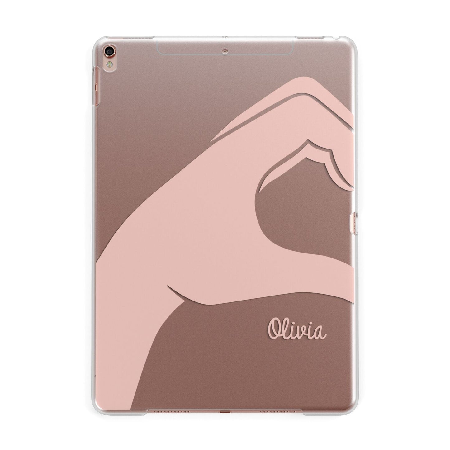 Left Hand in Half Heart with Name Apple iPad Rose Gold Case