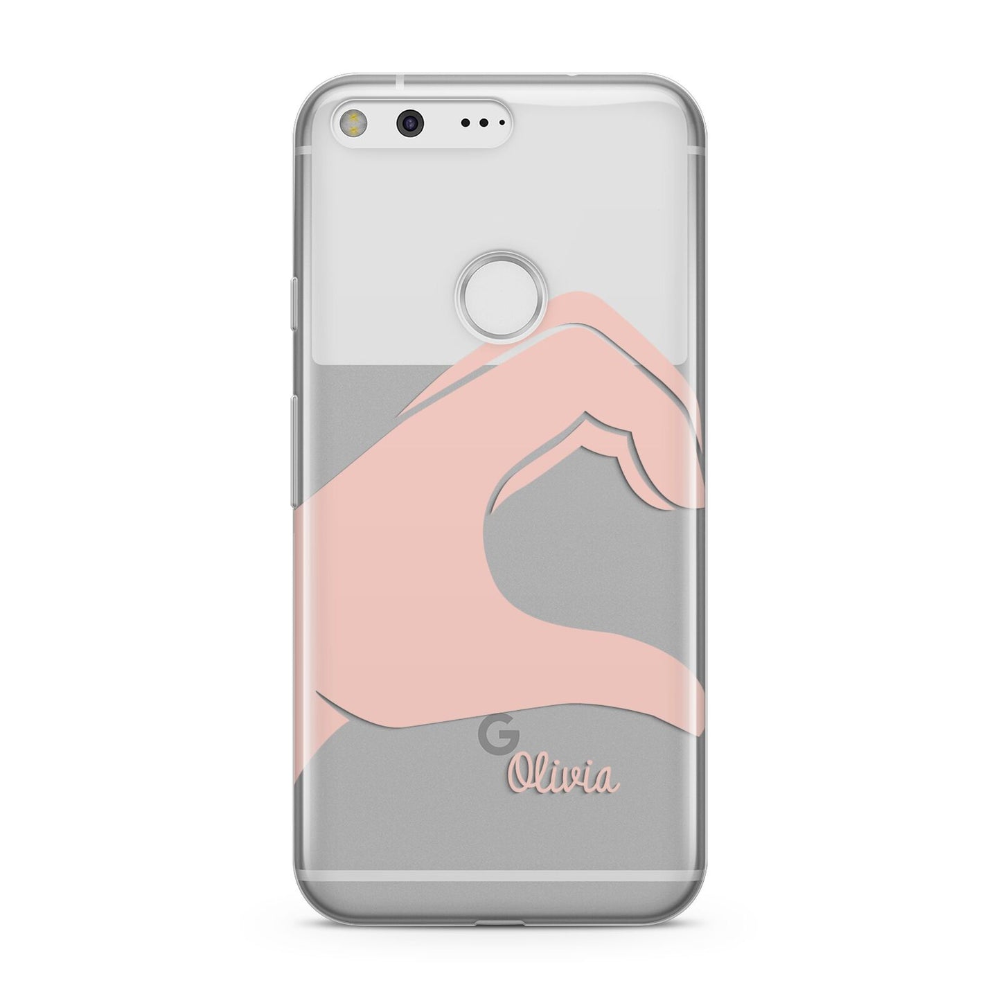 Left Hand in Half Heart with Name Google Pixel Case