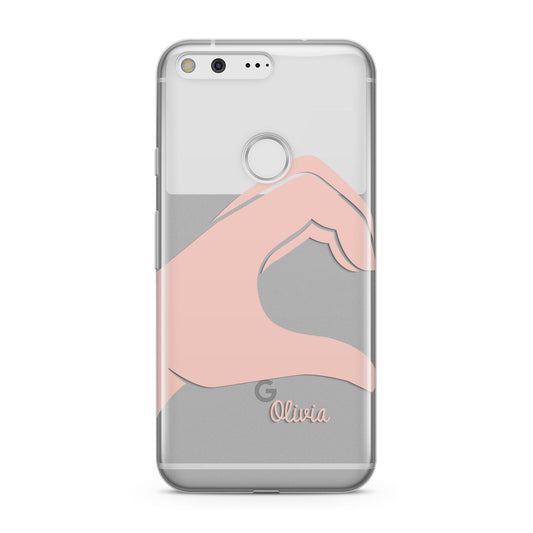 Left Hand in Half Heart with Name Google Pixel Case