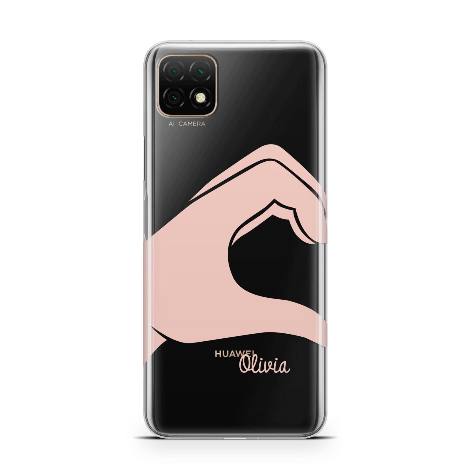 Left Hand in Half Heart with Name Huawei Enjoy 20 Phone Case