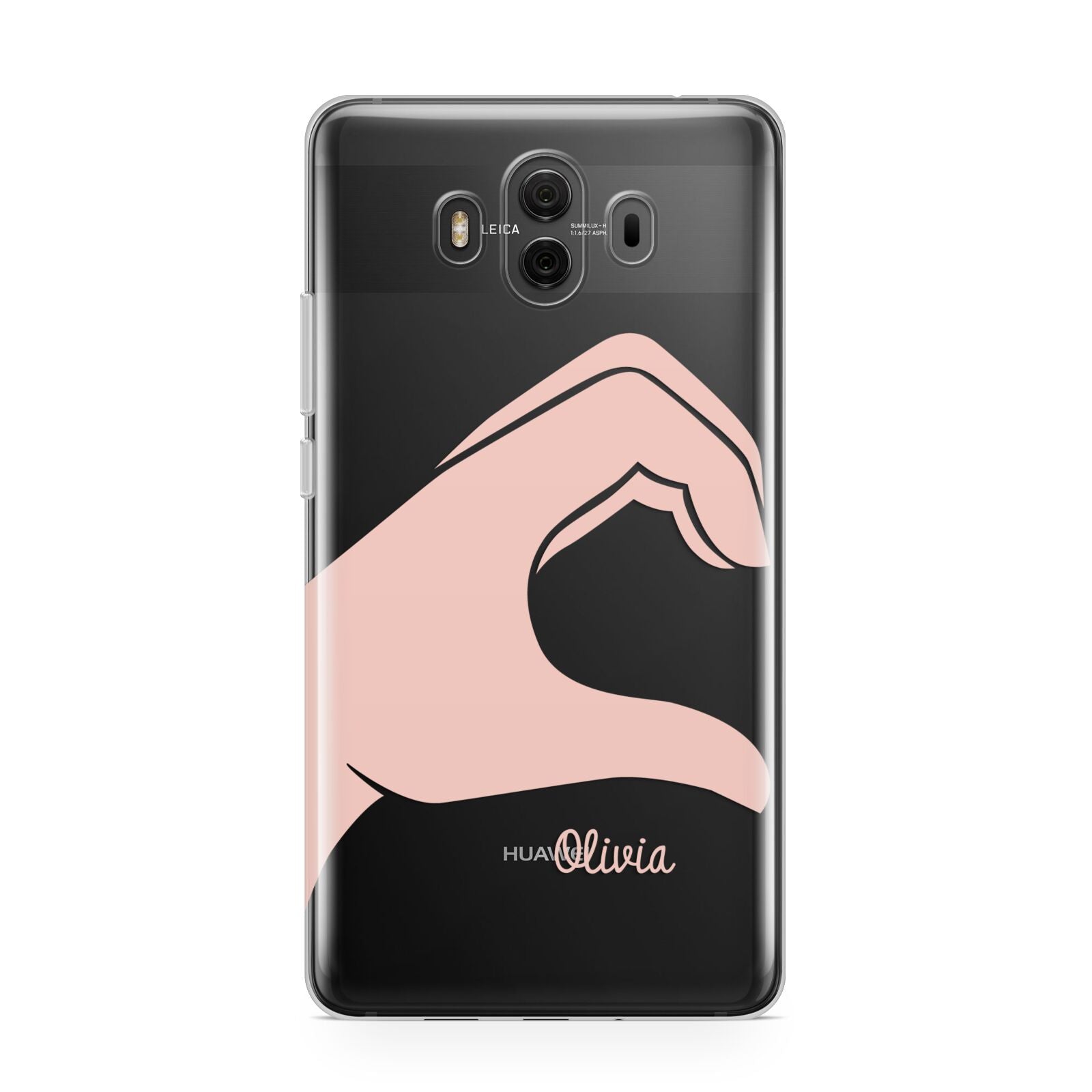 Left Hand in Half Heart with Name Huawei Mate 10 Protective Phone Case