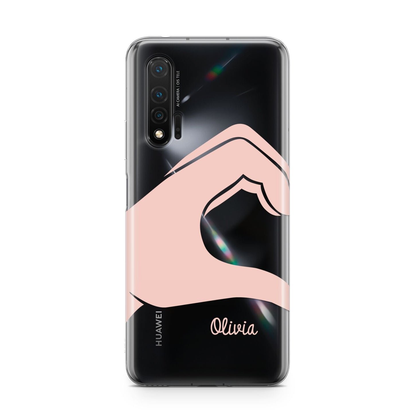 Left Hand in Half Heart with Name Huawei Nova 6 Phone Case