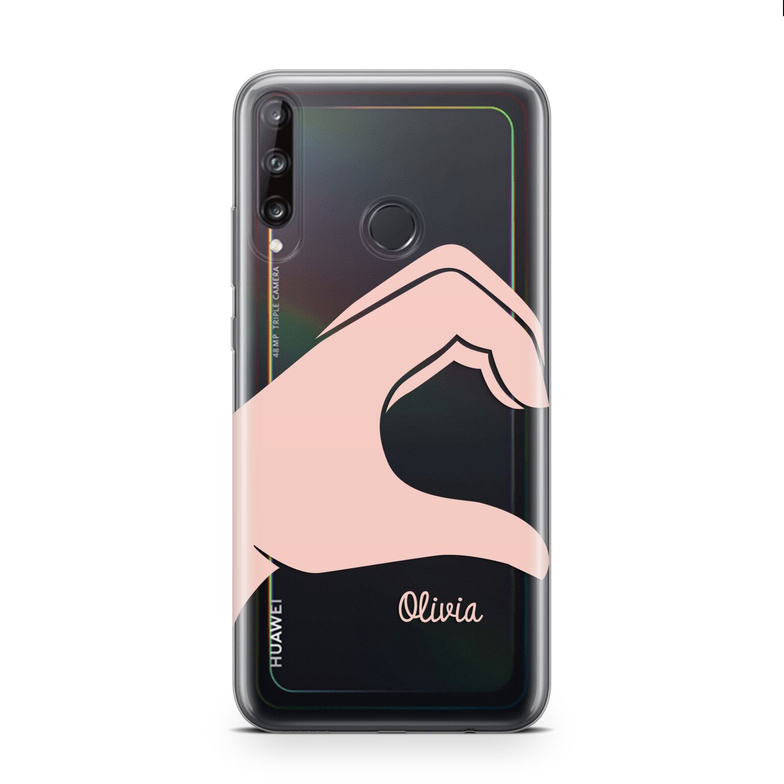 Left Hand in Half Heart with Name Huawei P40 Lite E Phone Case