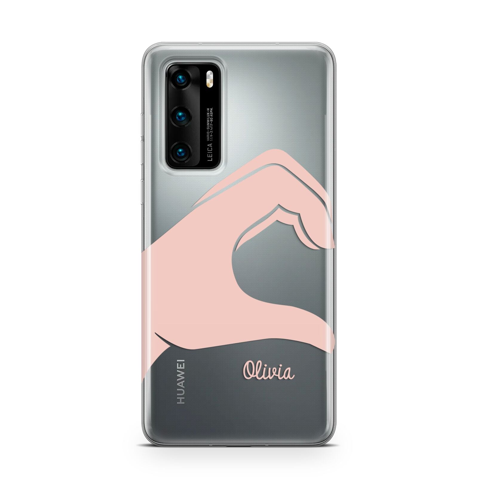 Left Hand in Half Heart with Name Huawei P40 Phone Case