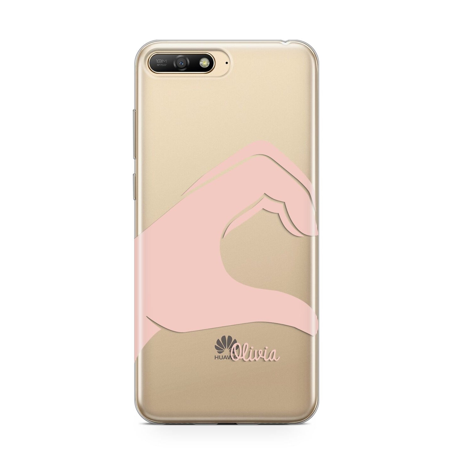 Left Hand in Half Heart with Name Huawei Y6 2018