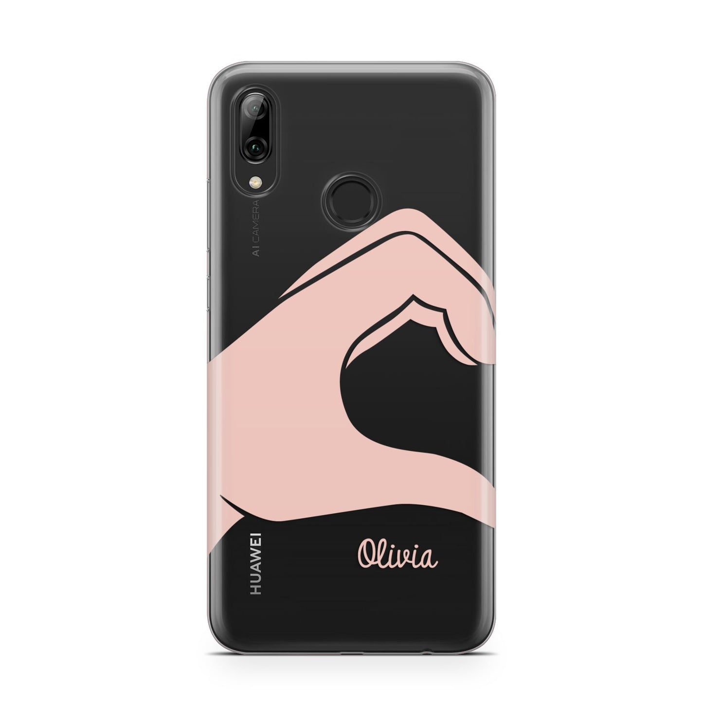 Left Hand in Half Heart with Name Huawei Y7 2019