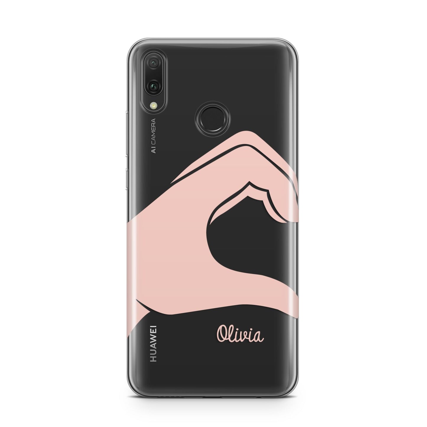 Left Hand in Half Heart with Name Huawei Y9 2019