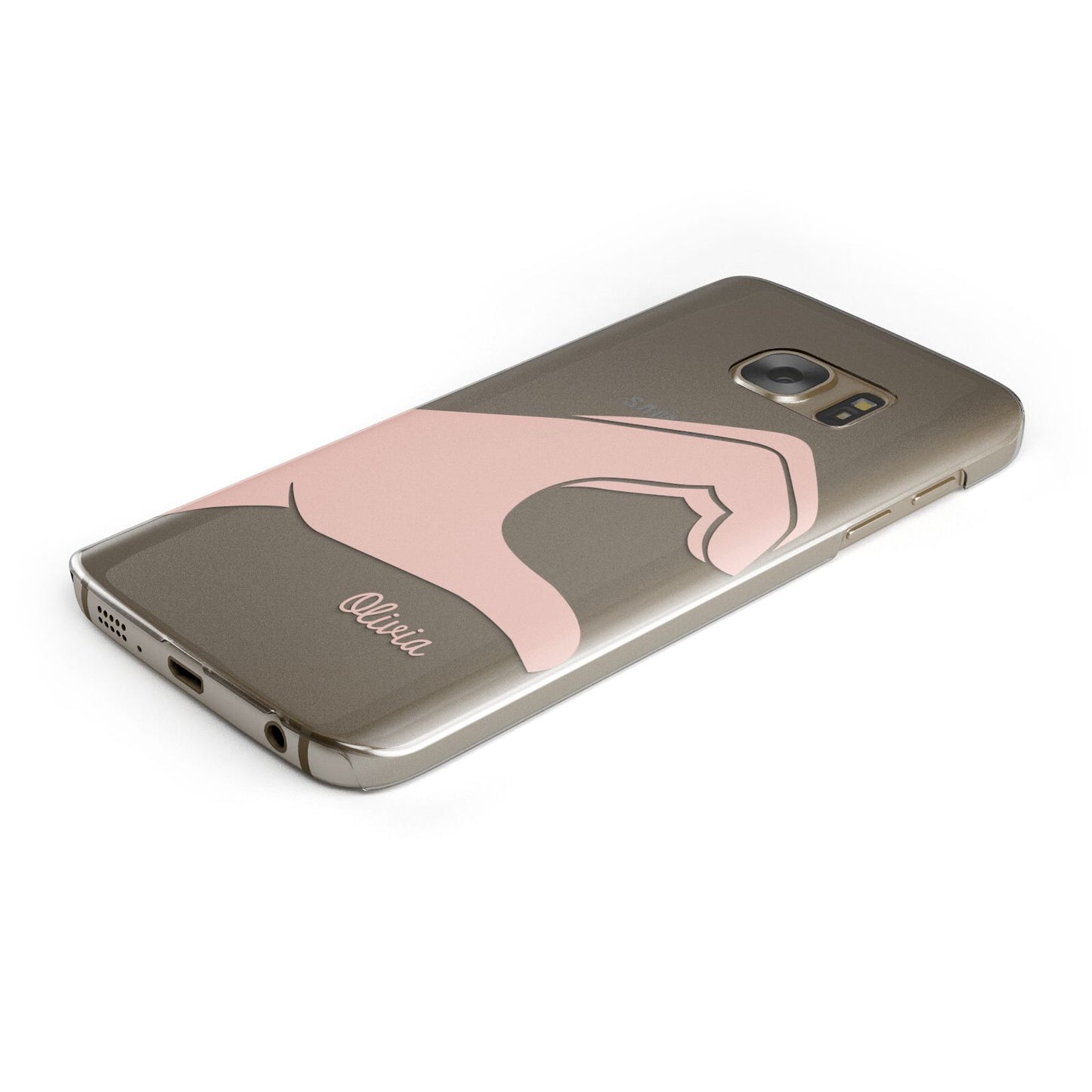 Left Hand in Half Heart with Name Protective Samsung Galaxy Case Angled Image