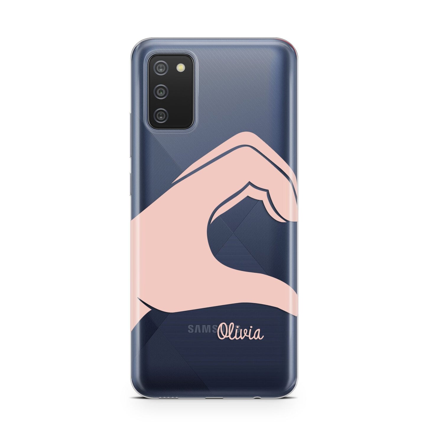 Left Hand in Half Heart with Name Samsung A02s Case