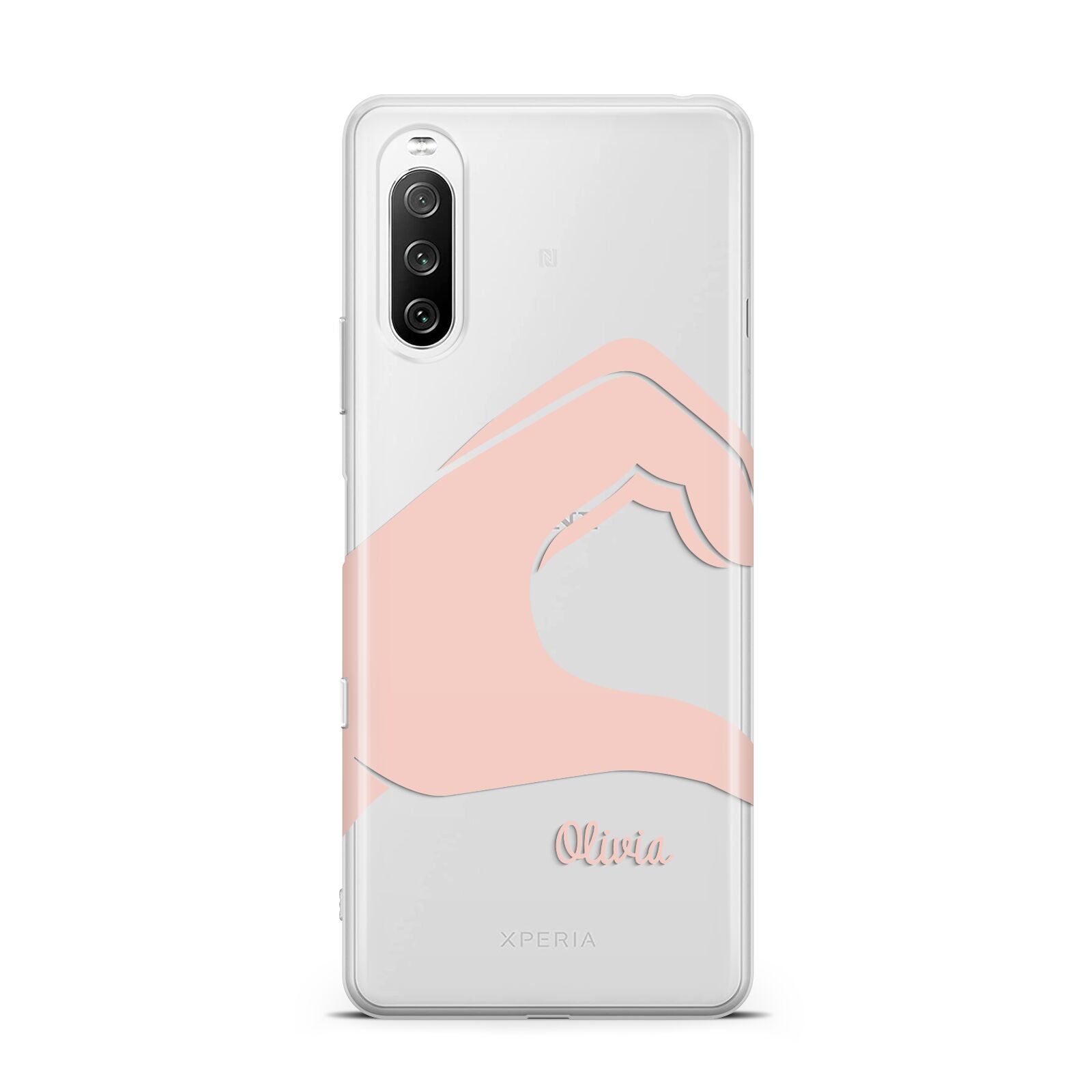 Left Hand in Half Heart with Name Sony Xperia 10 III Case