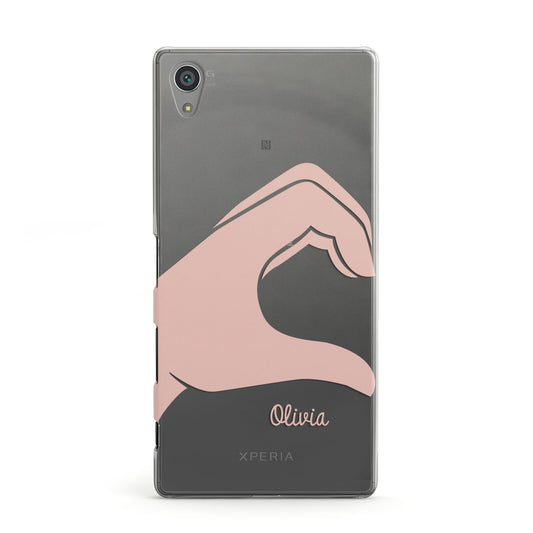 Left Hand in Half Heart with Name Sony Xperia Case