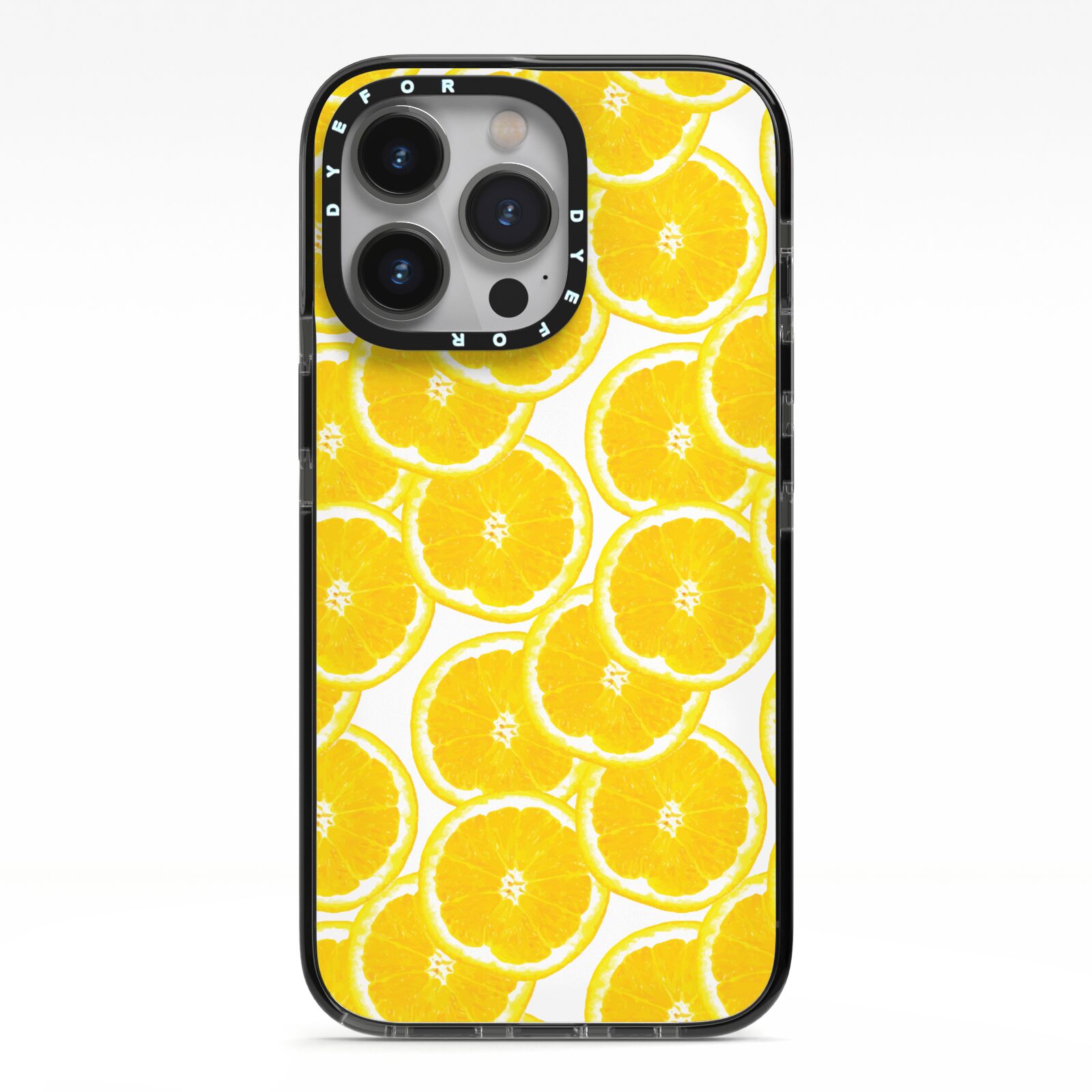 Lemon Fruit Slices iPhone 13 Pro Black Impact Case on Silver phone