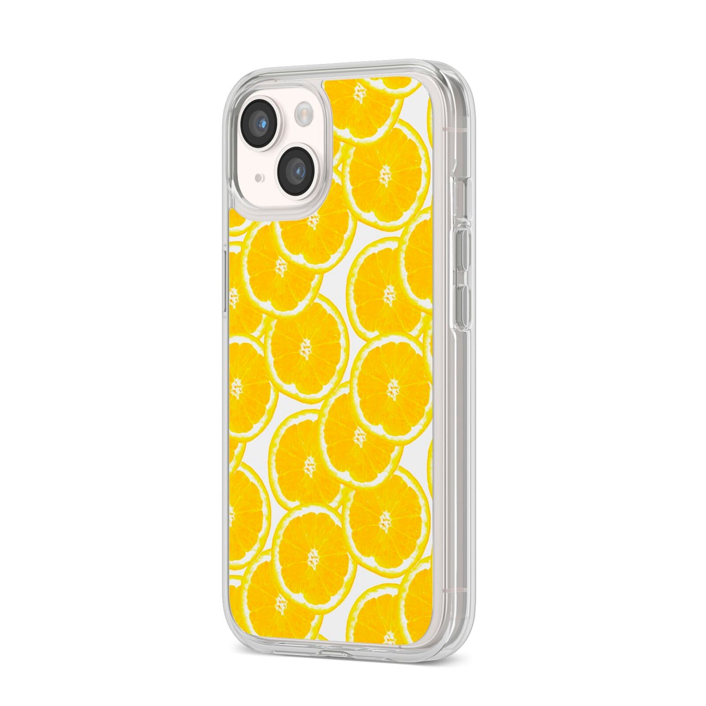 Lemon Fruit Slices iPhone 14 Clear Tough Case Starlight Angled Image