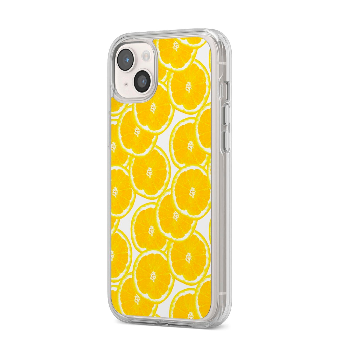 Lemon Fruit Slices iPhone 14 Plus Clear Tough Case Starlight Angled Image