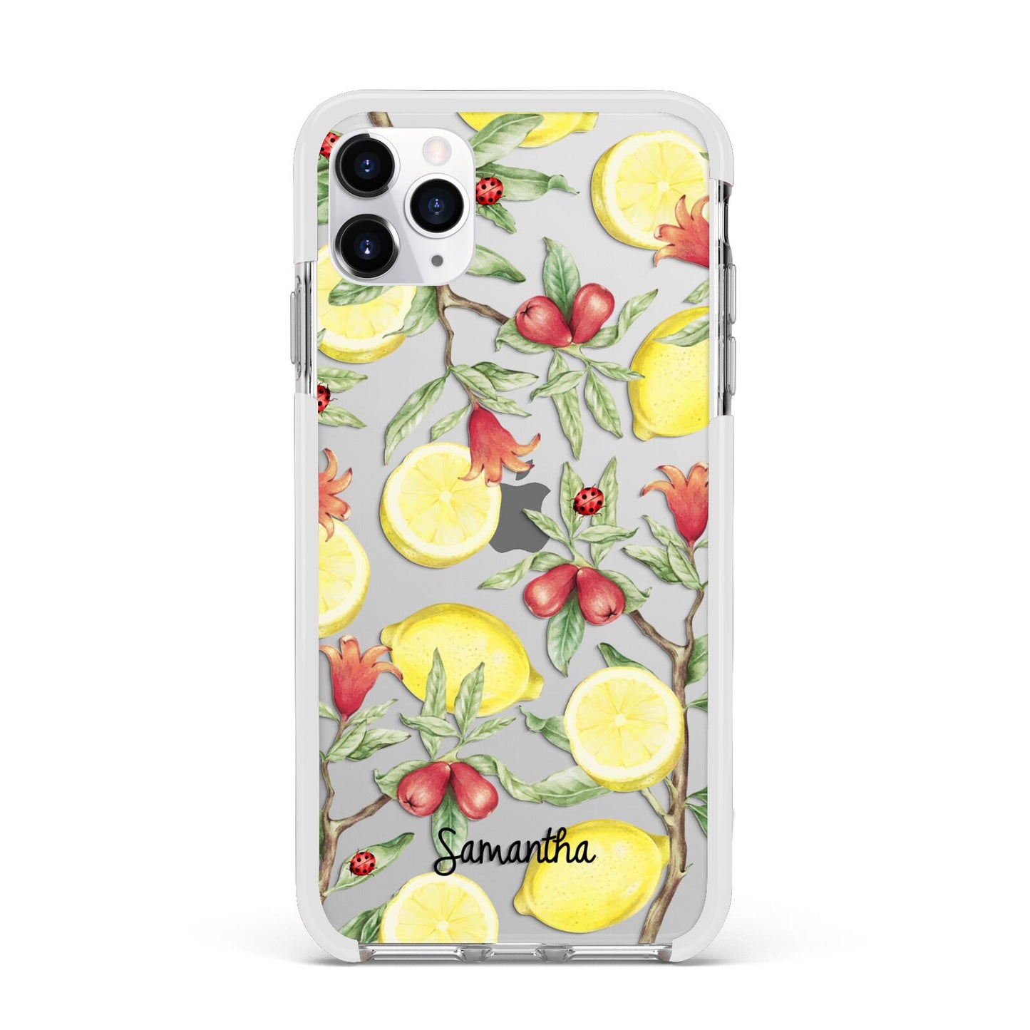 Lemon Tree with Name Apple iPhone 11 Pro Max in Silver with White Impact Case