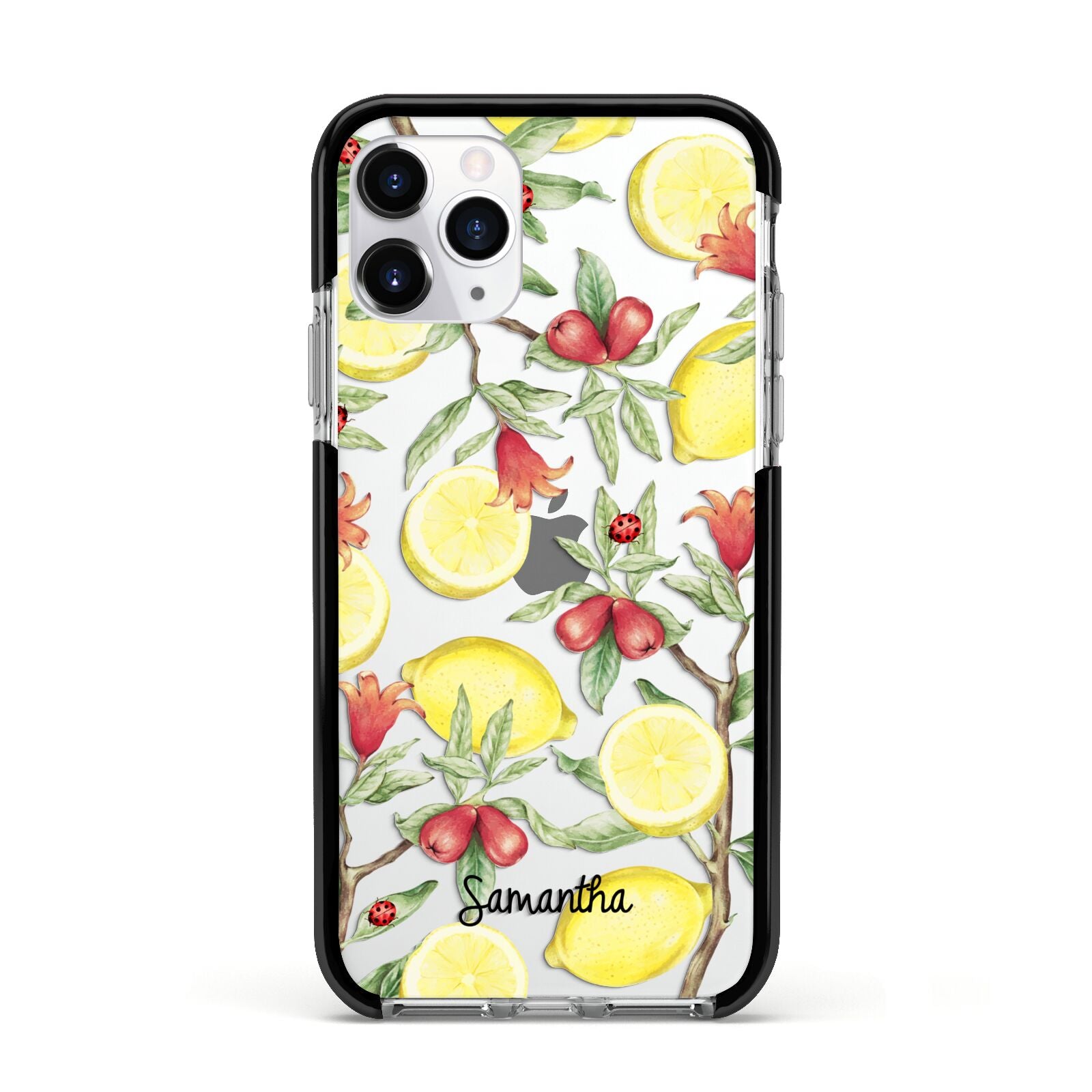 Lemon Tree with Name Apple iPhone 11 Pro in Silver with Black Impact Case