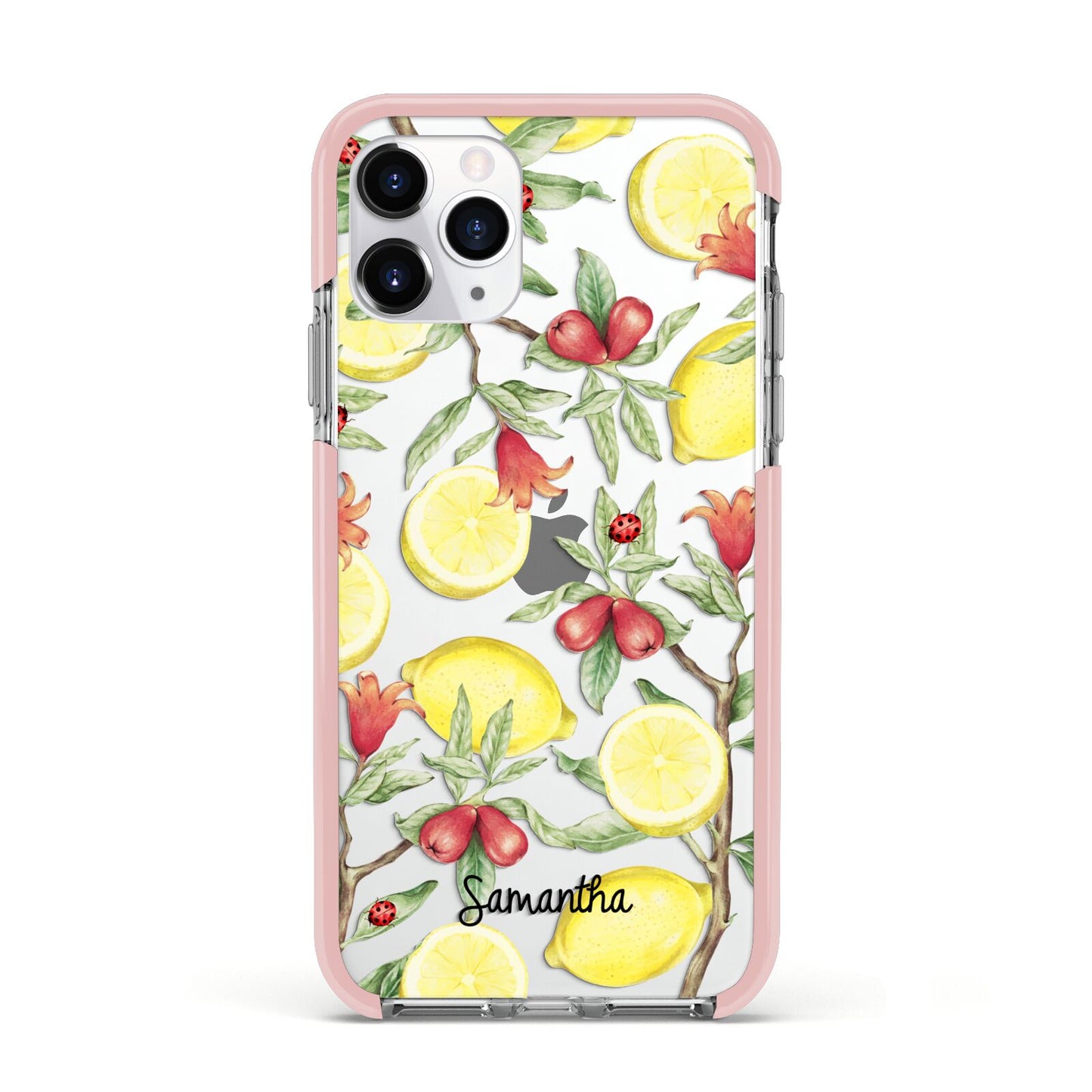 Lemon Tree with Name Apple iPhone 11 Pro in Silver with Pink Impact Case