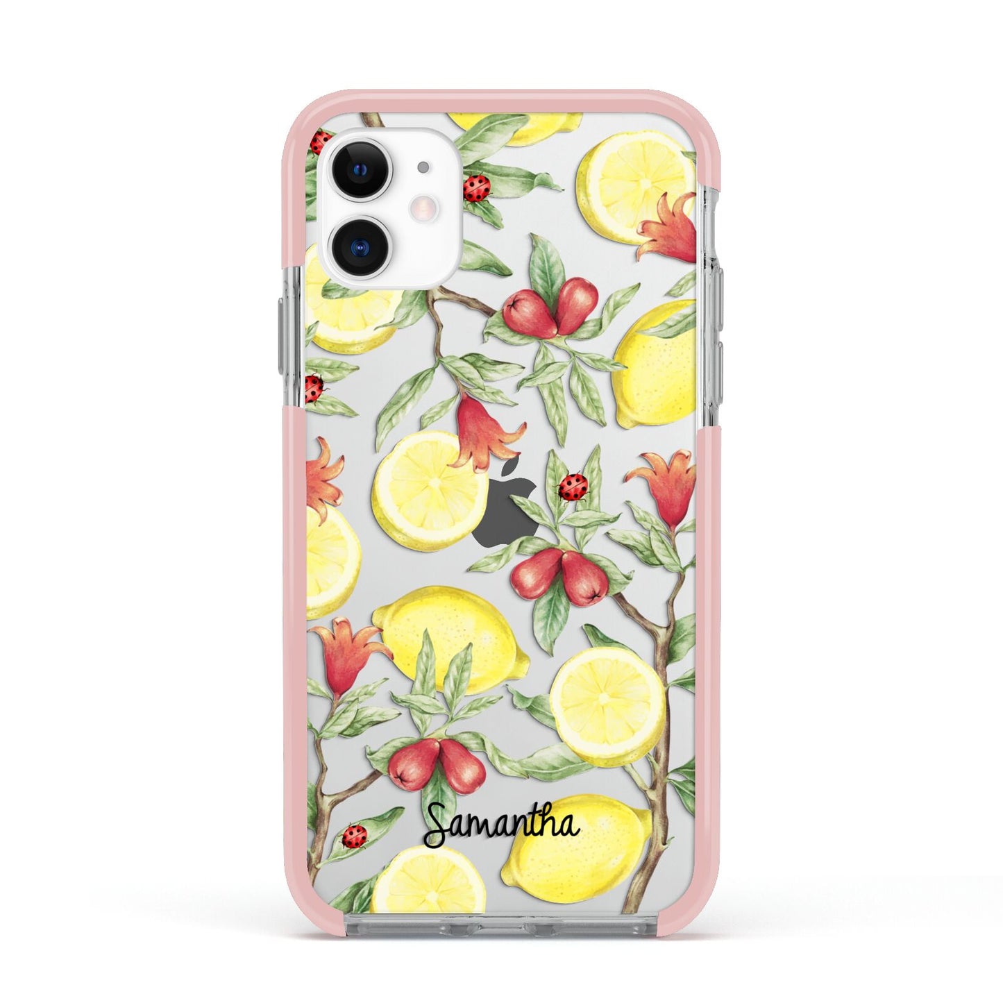 Lemon Tree with Name Apple iPhone 11 in White with Pink Impact Case