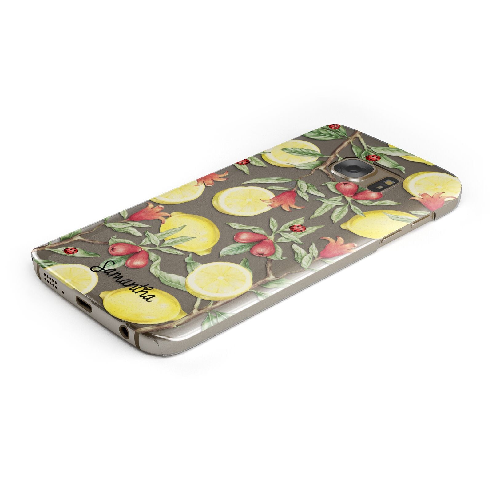 Lemon Tree with Name Protective Samsung Galaxy Case Angled Image