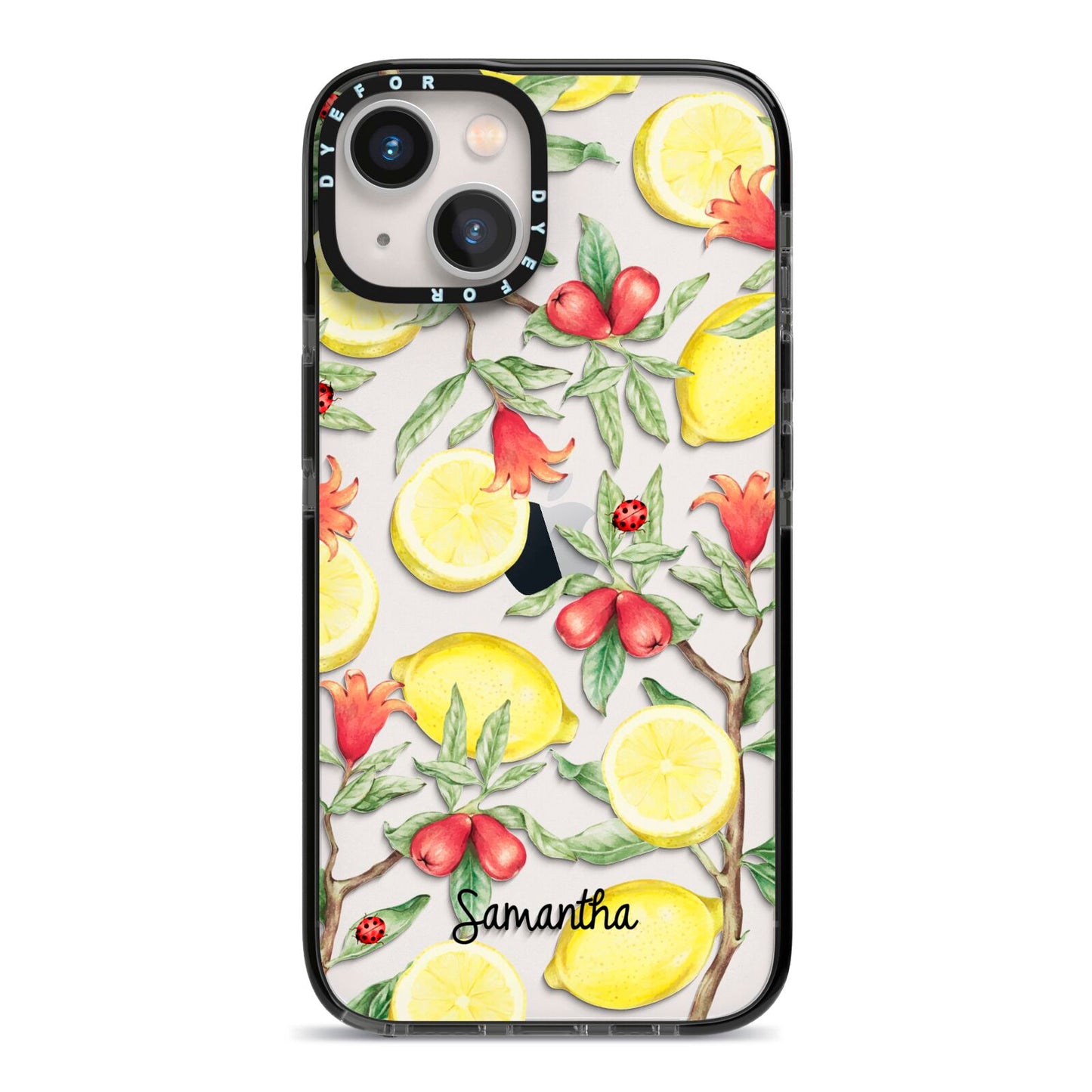 Lemon Tree with Name iPhone 13 Black Impact Case on Silver phone