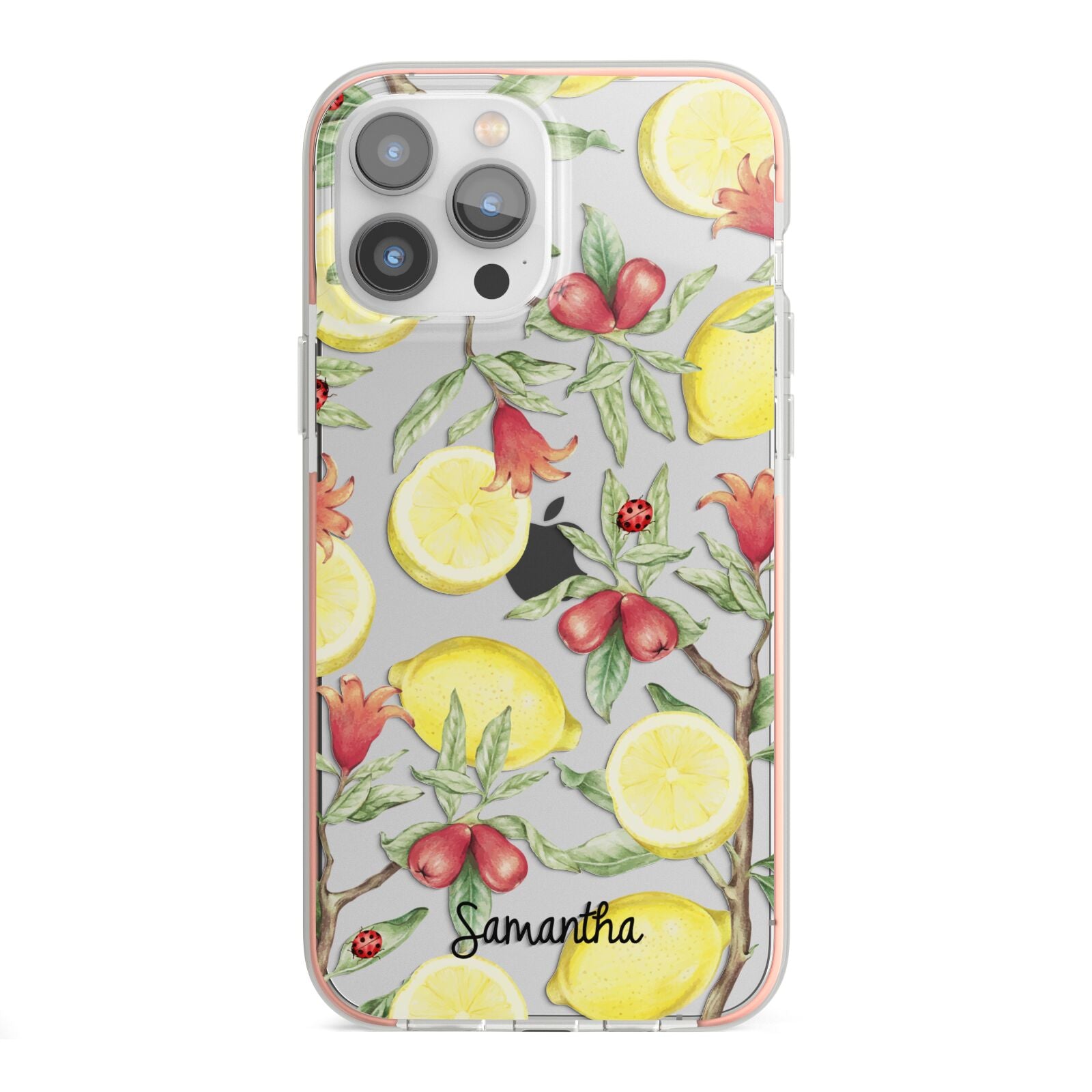 Lemon Tree with Name iPhone 13 Pro Max TPU Impact Case with Pink Edges