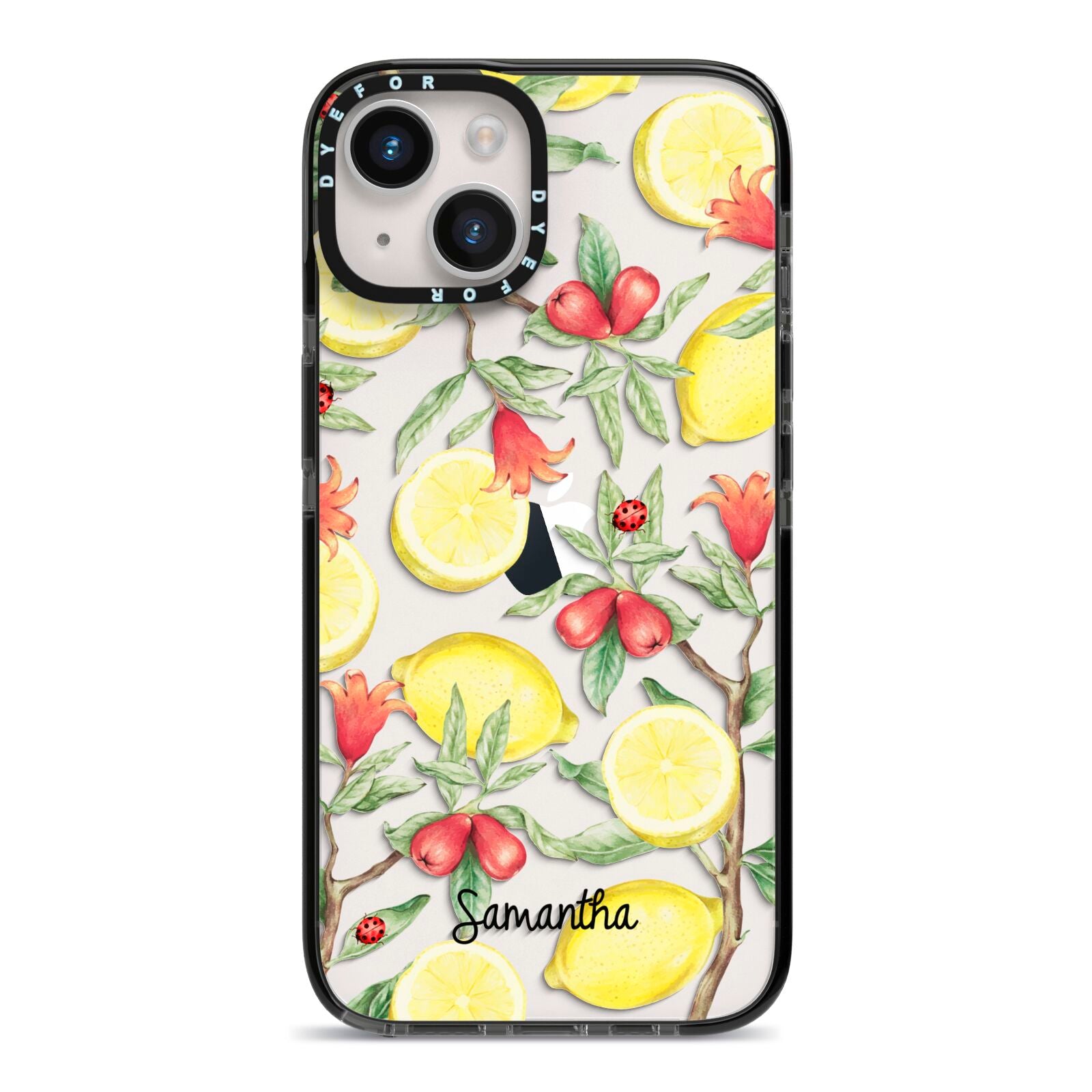 Lemon Tree with Name iPhone 14 Black Impact Case on Silver phone