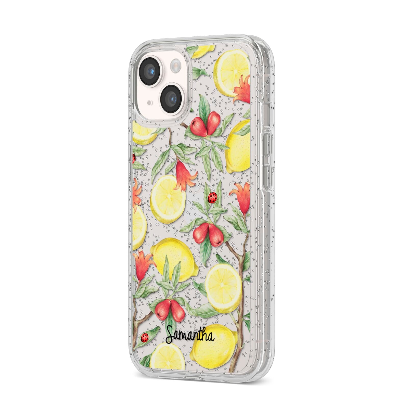 Lemon Tree with Name iPhone 14 Glitter Tough Case Starlight Angled Image