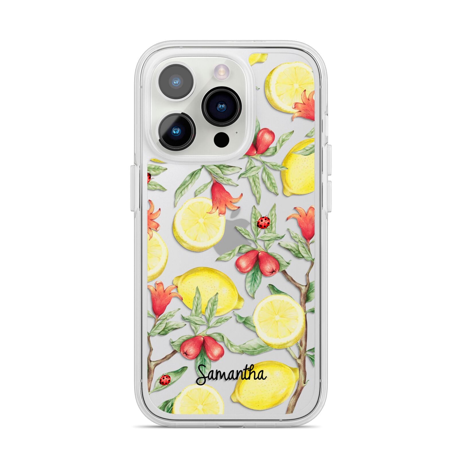 Lemon Tree with Name iPhone 14 Pro Clear Tough Case Silver