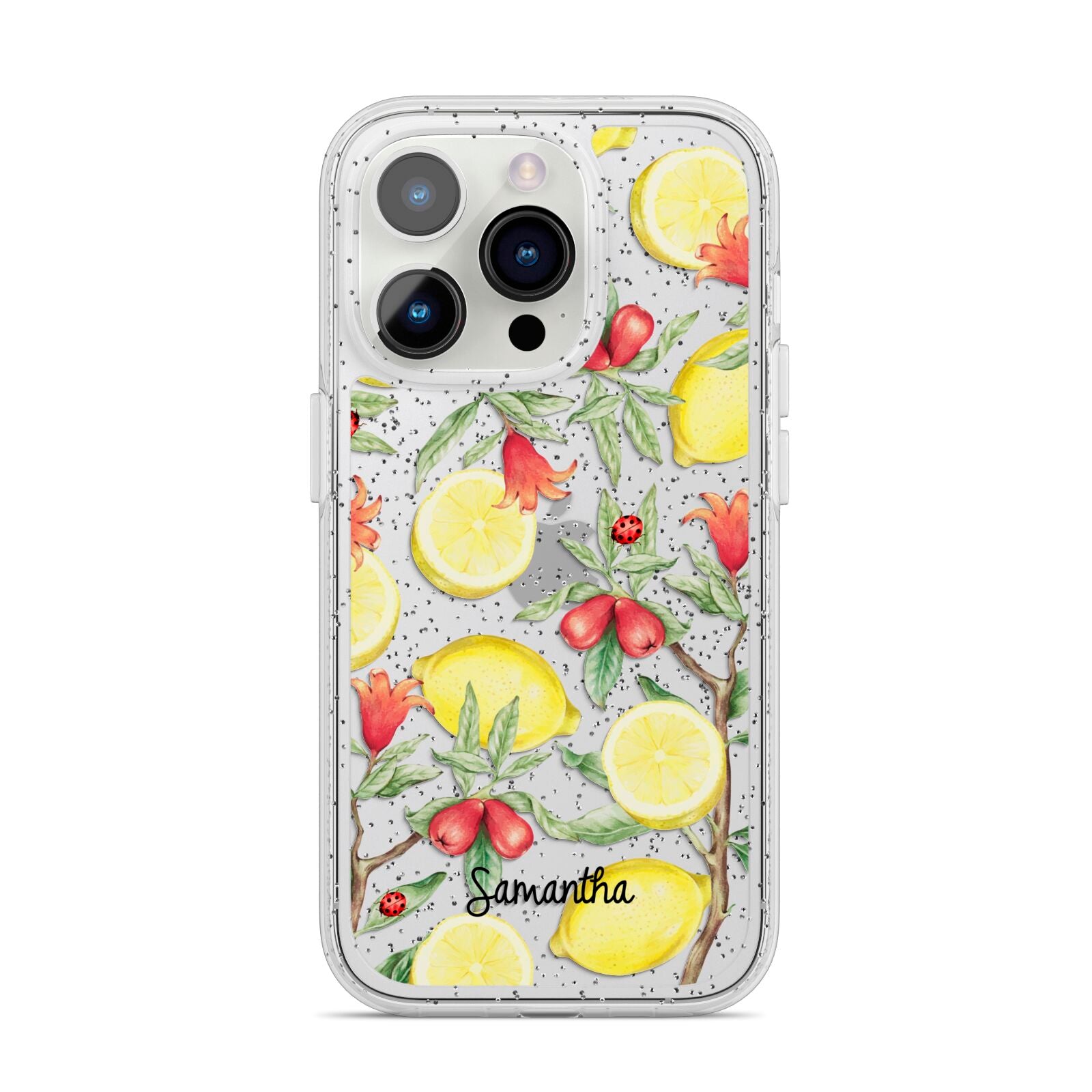 Lemon Tree with Name iPhone 14 Pro Glitter Tough Case Silver