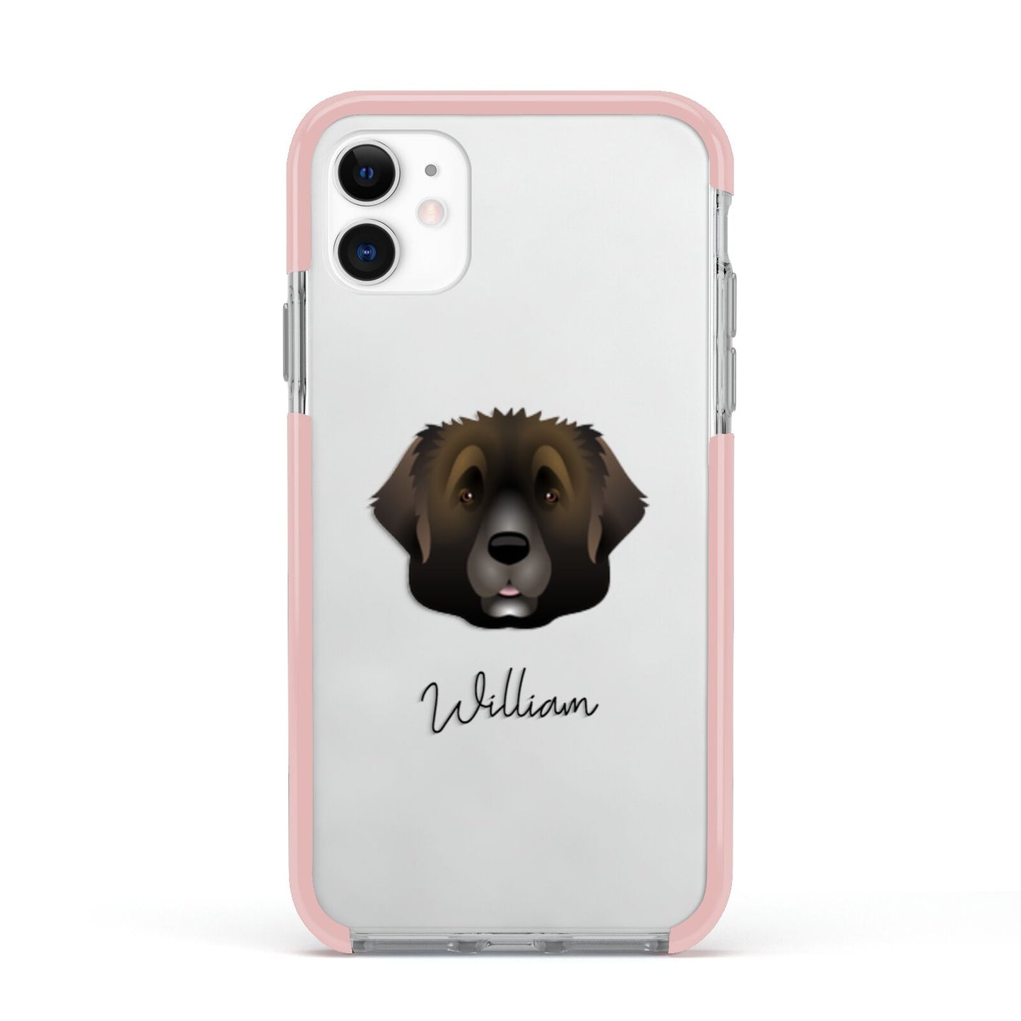 Leonberger Personalised Apple iPhone 11 in White with Pink Impact Case