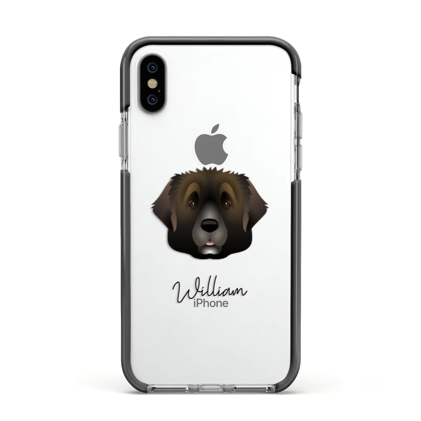 Leonberger Personalised Apple iPhone Xs Impact Case Black Edge on Silver Phone