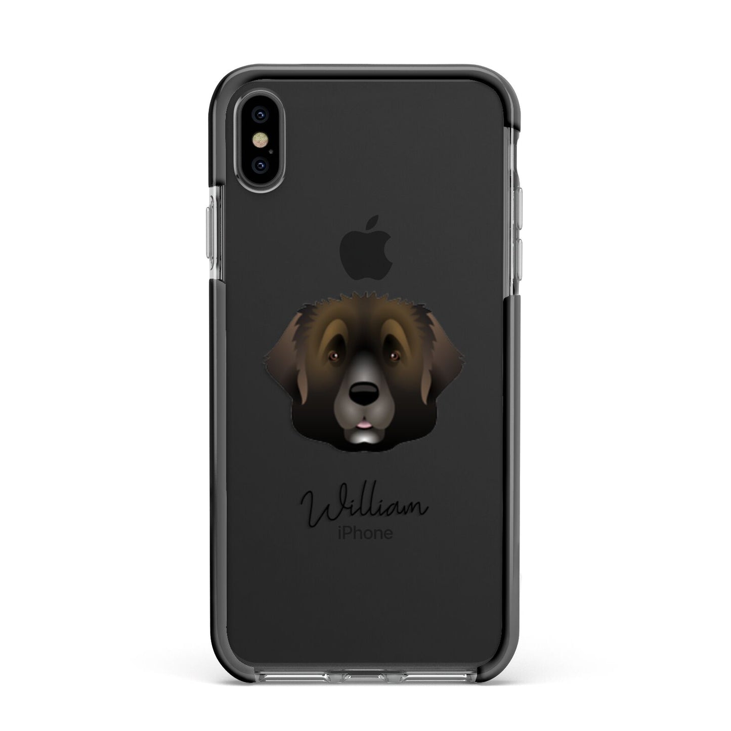 Leonberger Personalised Apple iPhone Xs Max Impact Case Black Edge on Black Phone