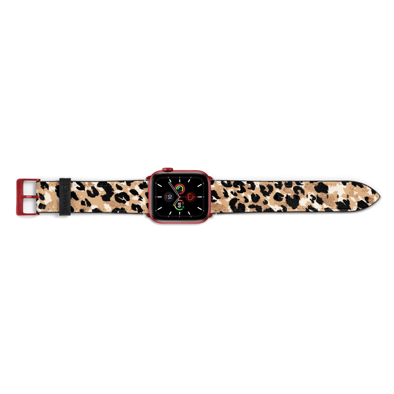 Leopard Print Apple Watch Strap Landscape Image Red Hardware