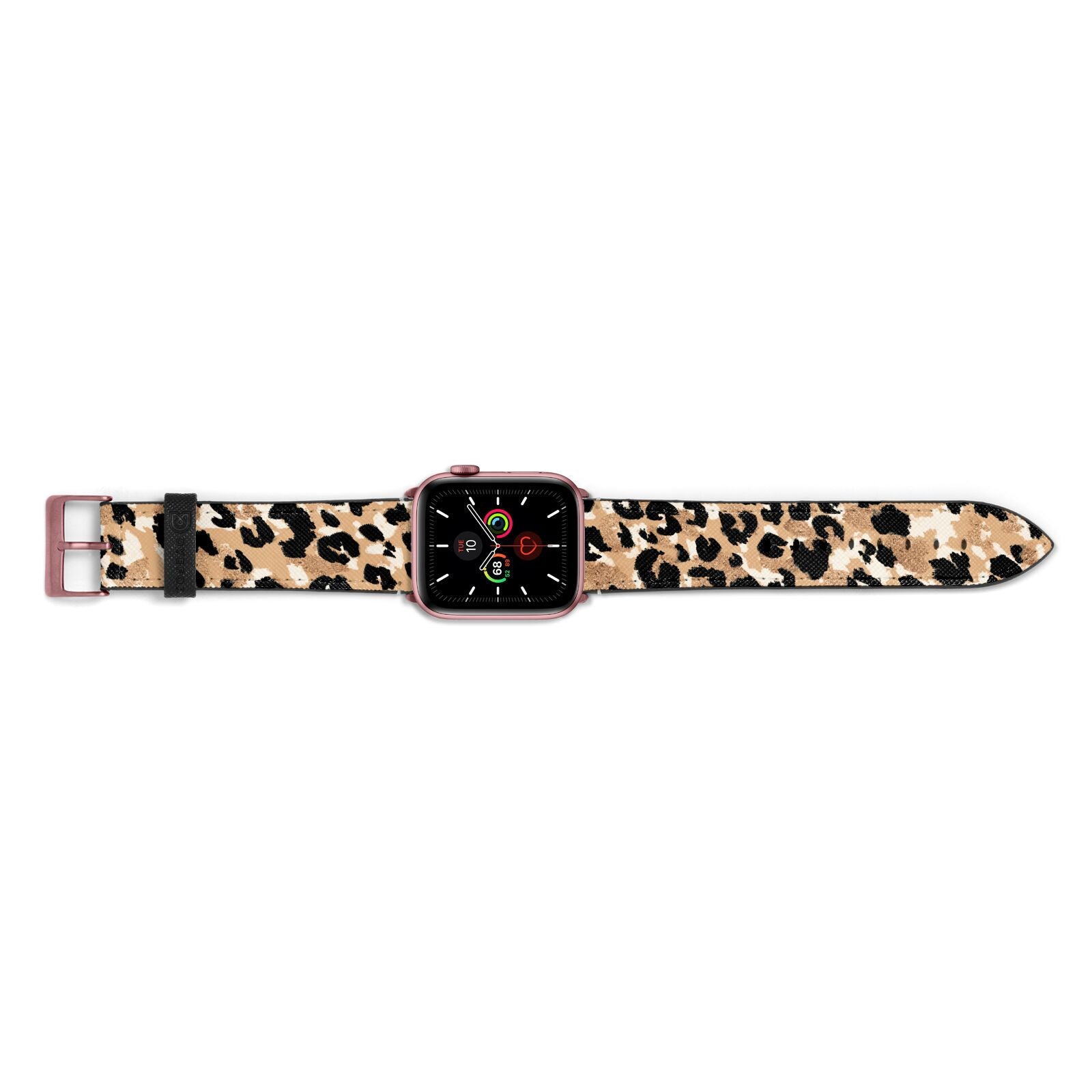 Leopard Print Apple Watch Strap Landscape Image Rose Gold Hardware