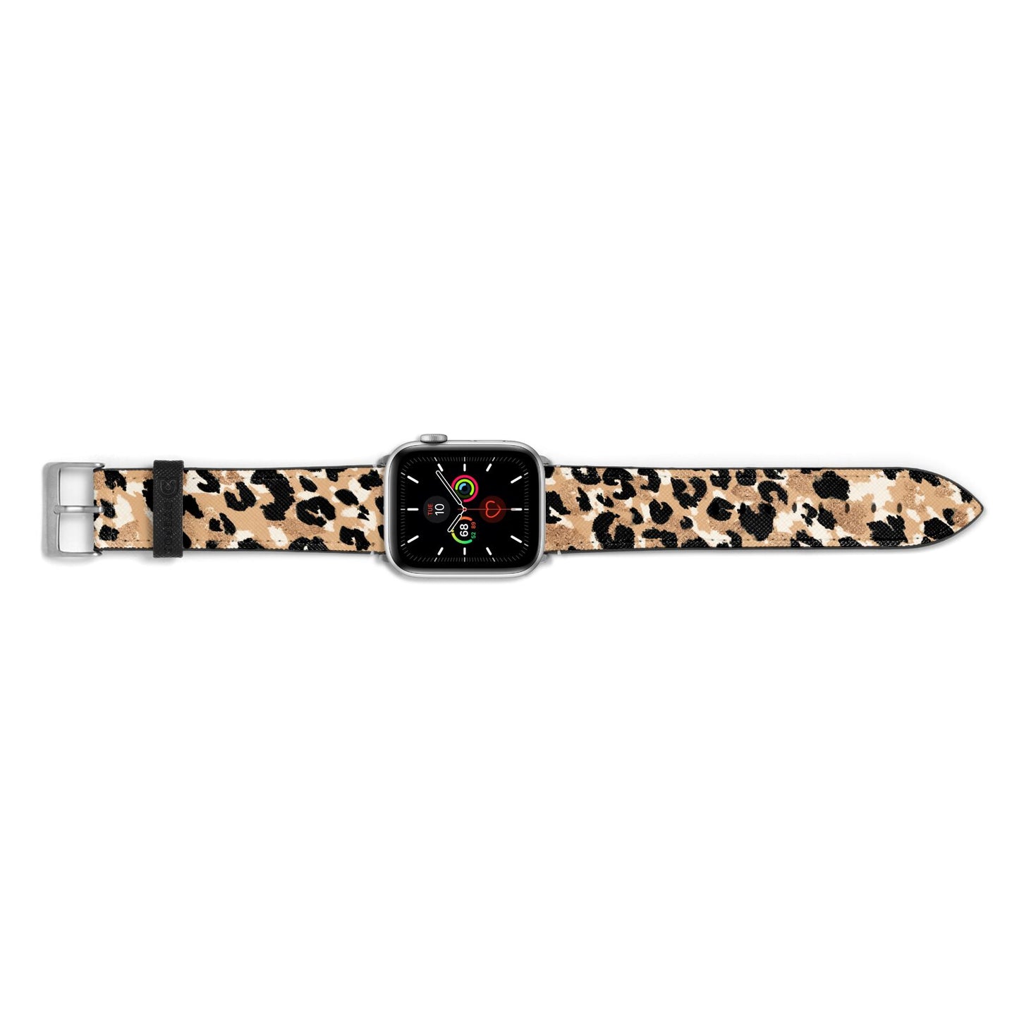 Leopard Print Apple Watch Strap Landscape Image Silver Hardware